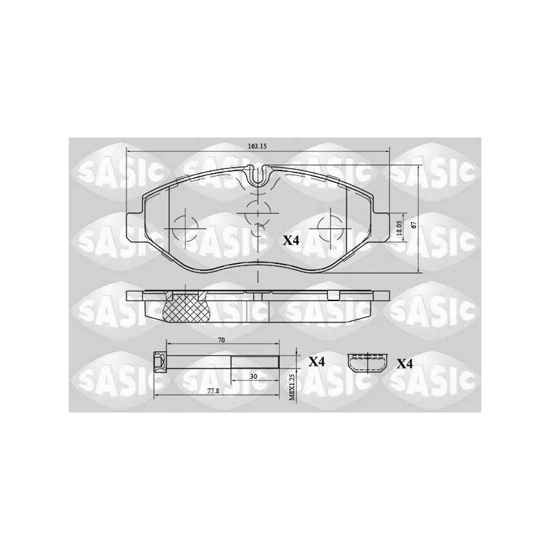Jeu de 4 plaquettes de frein avant SASIC 6216039