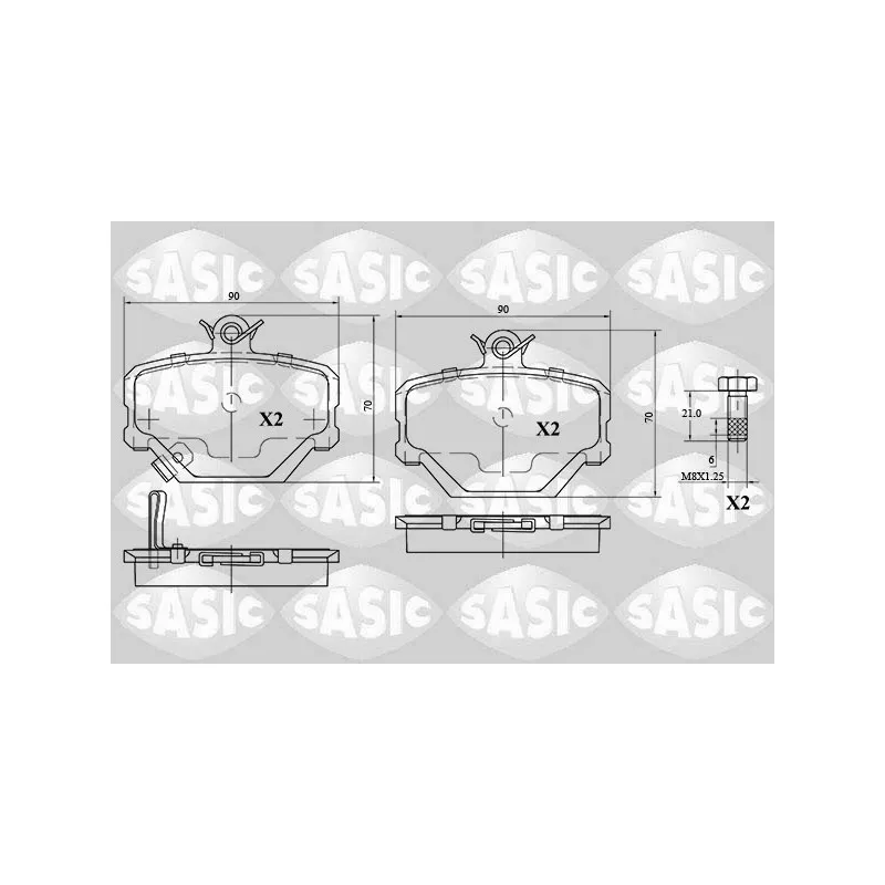 Jeu de 4 plaquettes de frein avant SASIC 6216045
