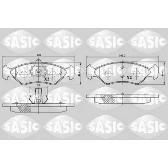 Jeu de 4 plaquettes de frein avant SASIC 6216049
