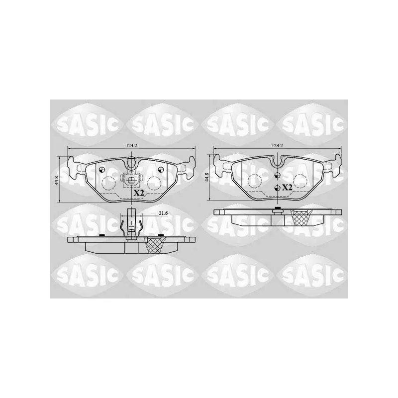 Jeu de 4 plaquettes de frein arrière SASIC 6216053
