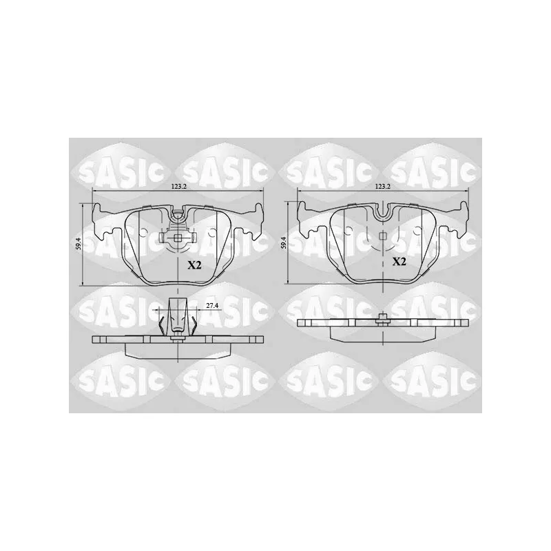 Jeu de 4 plaquettes de frein arrière SASIC 6216054