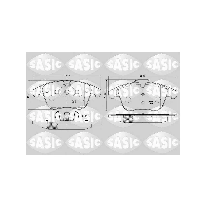 Jeu de 4 plaquettes de frein avant SASIC 6216055