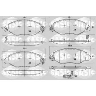 Jeu de 4 plaquettes de frein avant SASIC 6216058