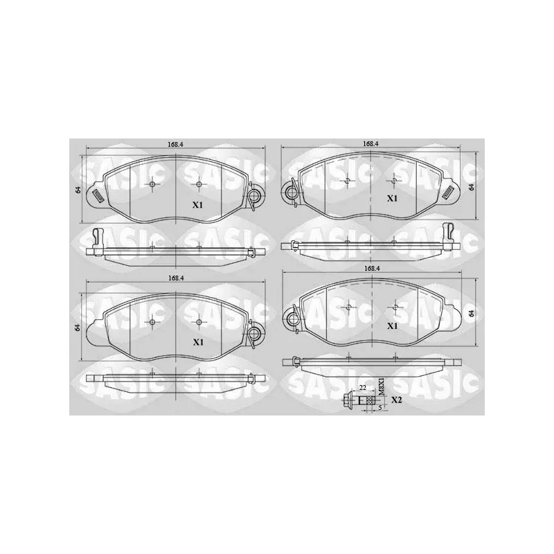 Jeu de 4 plaquettes de frein avant SASIC 6216058
