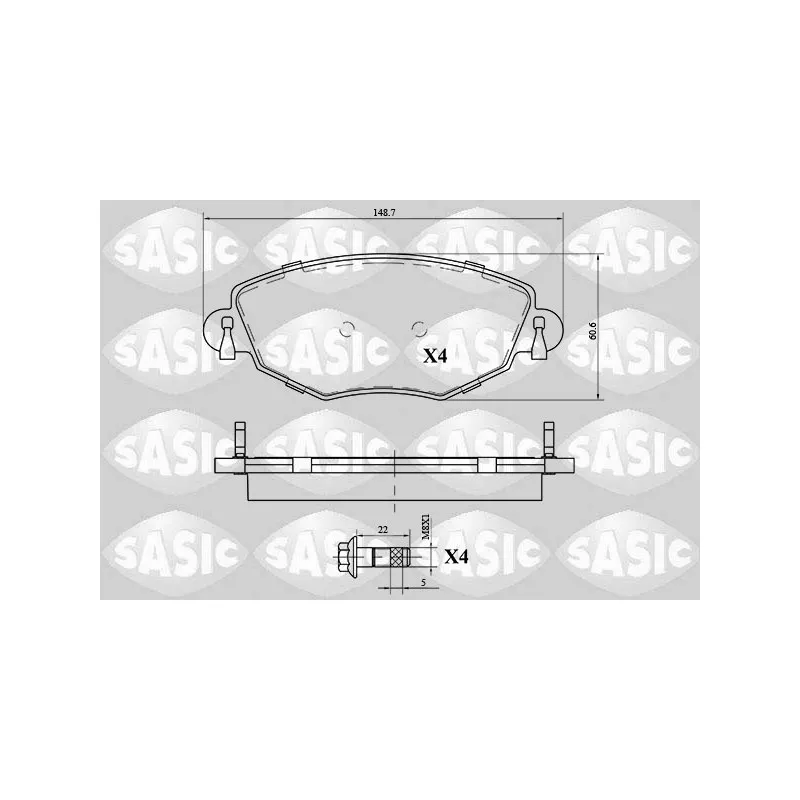 Jeu de 4 plaquettes de frein avant SASIC 6216059