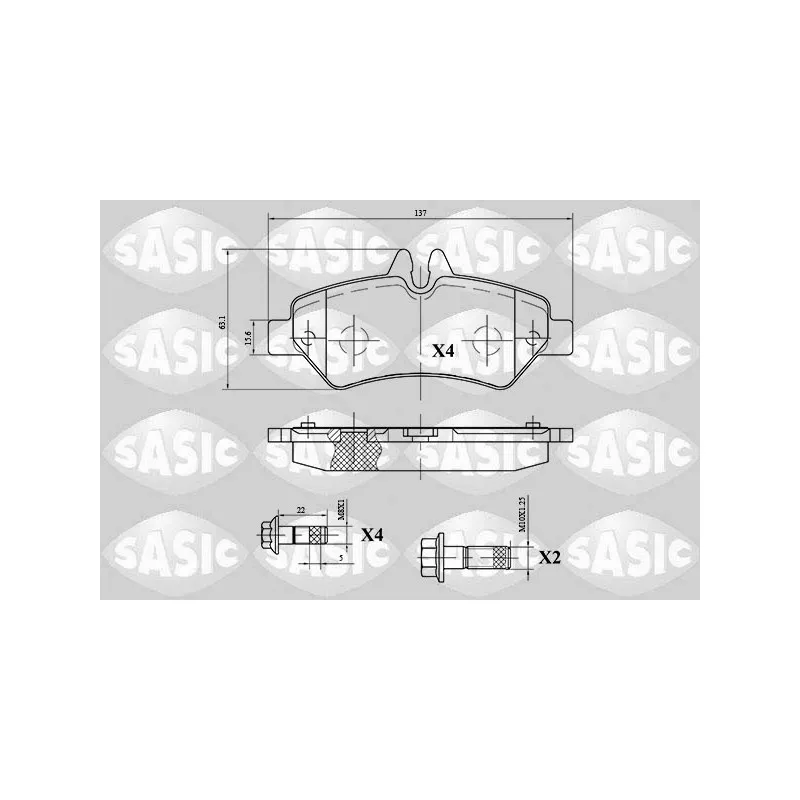 Jeu de 4 plaquettes de frein arrière SASIC 6216060