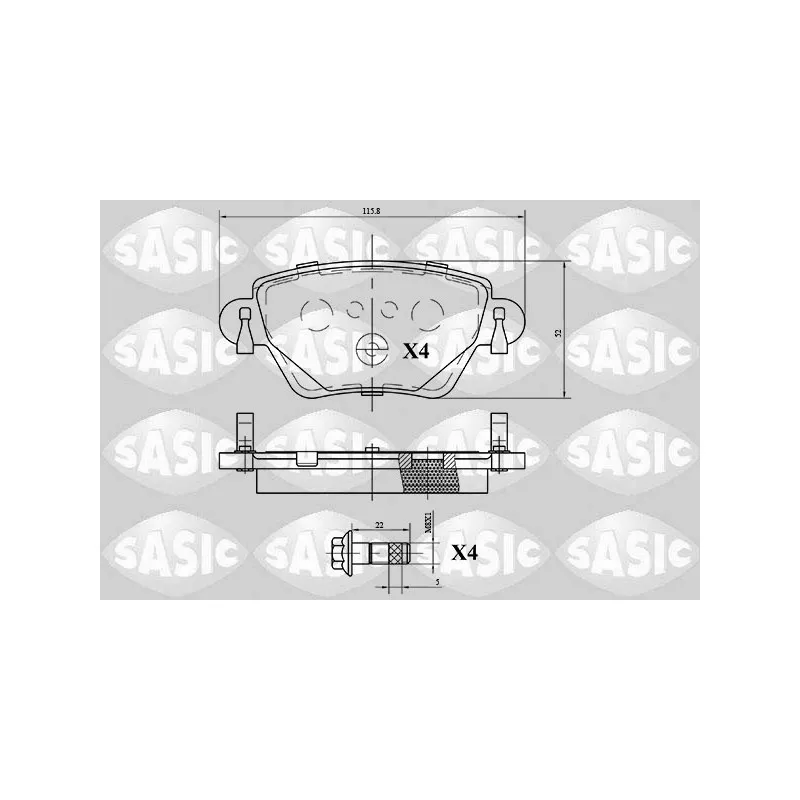 Jeu de 4 plaquettes de frein arrière SASIC 6216069