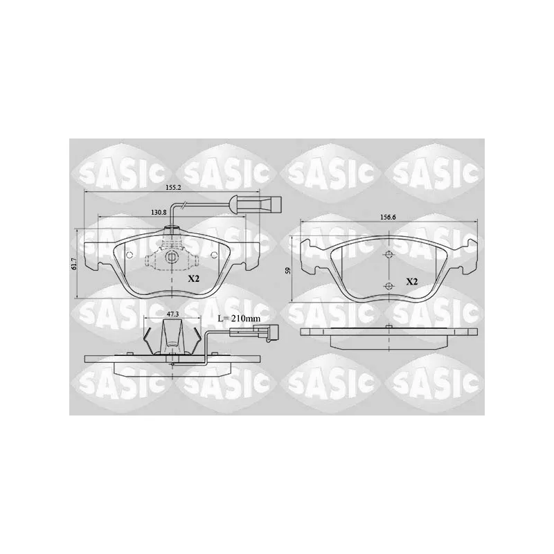 Jeu de 4 plaquettes de frein avant SASIC 6216072