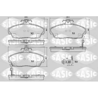 Jeu de 4 plaquettes de frein avant SASIC 6216073