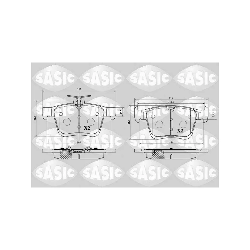Jeu de 4 plaquettes de frein arrière SASIC 6216075