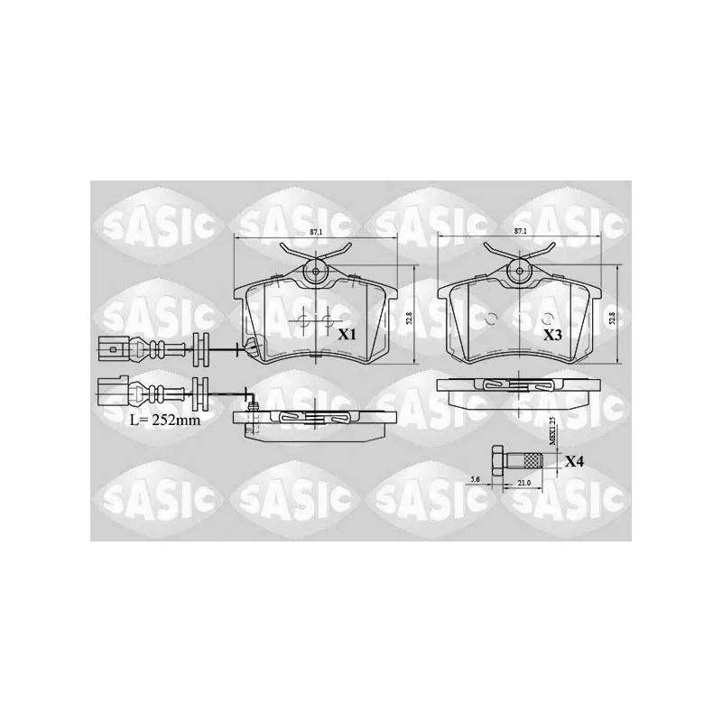 Jeu de 4 plaquettes de frein arrière SASIC 6216077