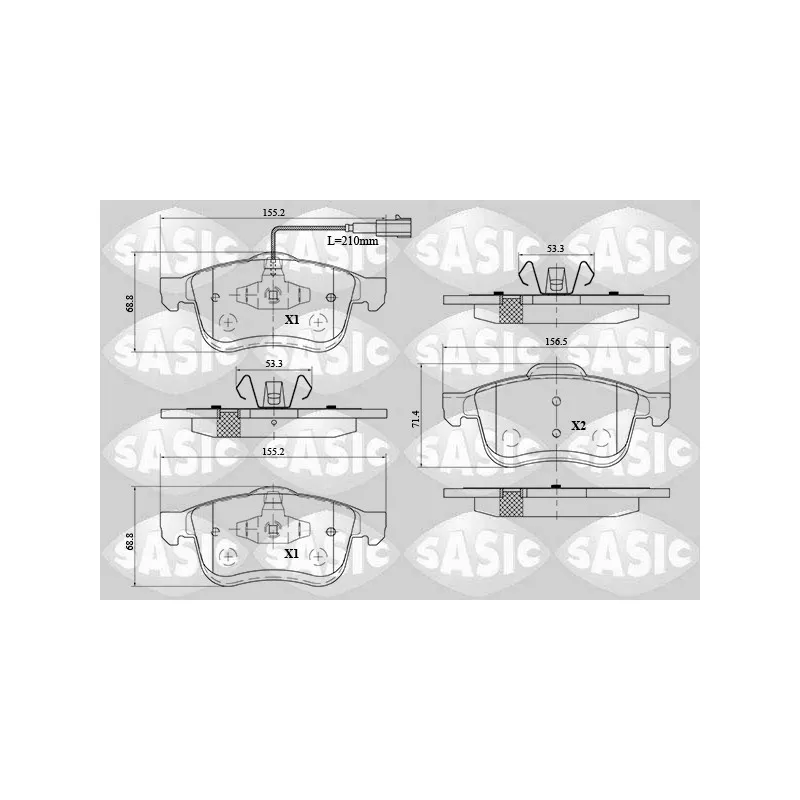 Jeu de 4 plaquettes de frein avant SASIC 6216078