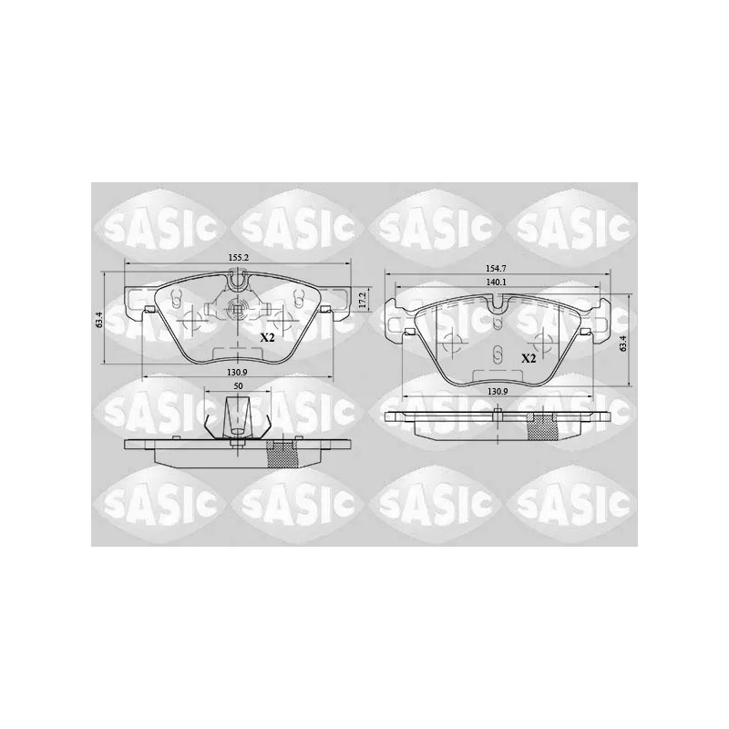 Jeu de 4 plaquettes de frein avant SASIC 6216080