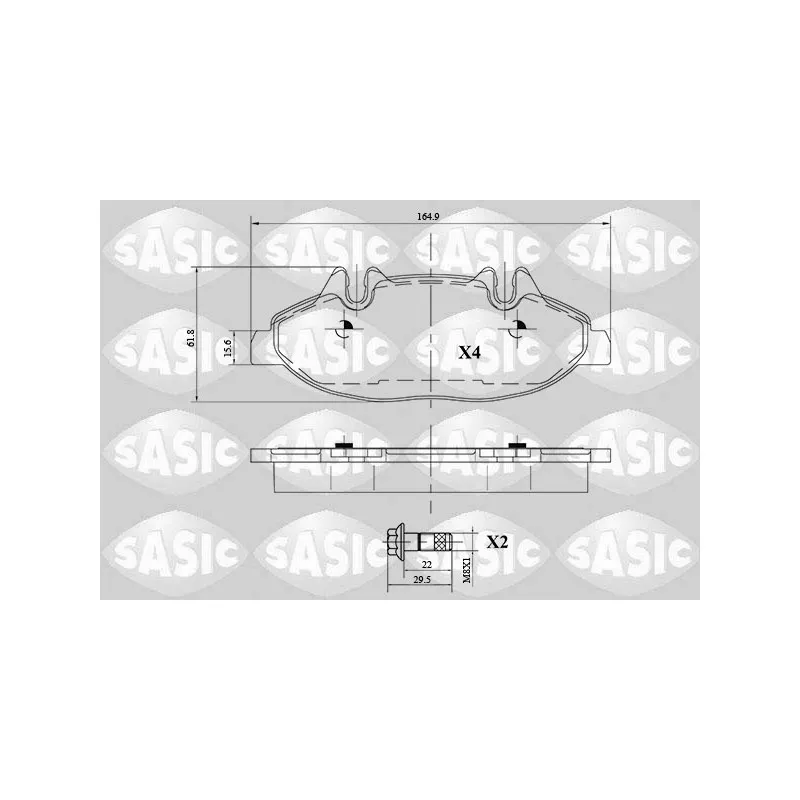 Jeu de 4 plaquettes de frein avant SASIC 6216081