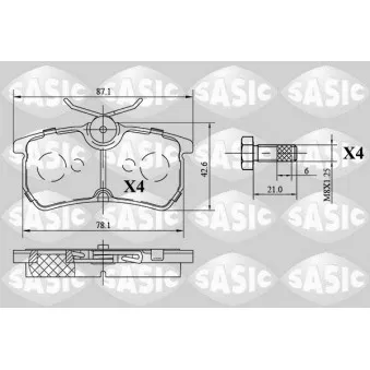 Jeu de 4 plaquettes de frein arrière SASIC 6216083