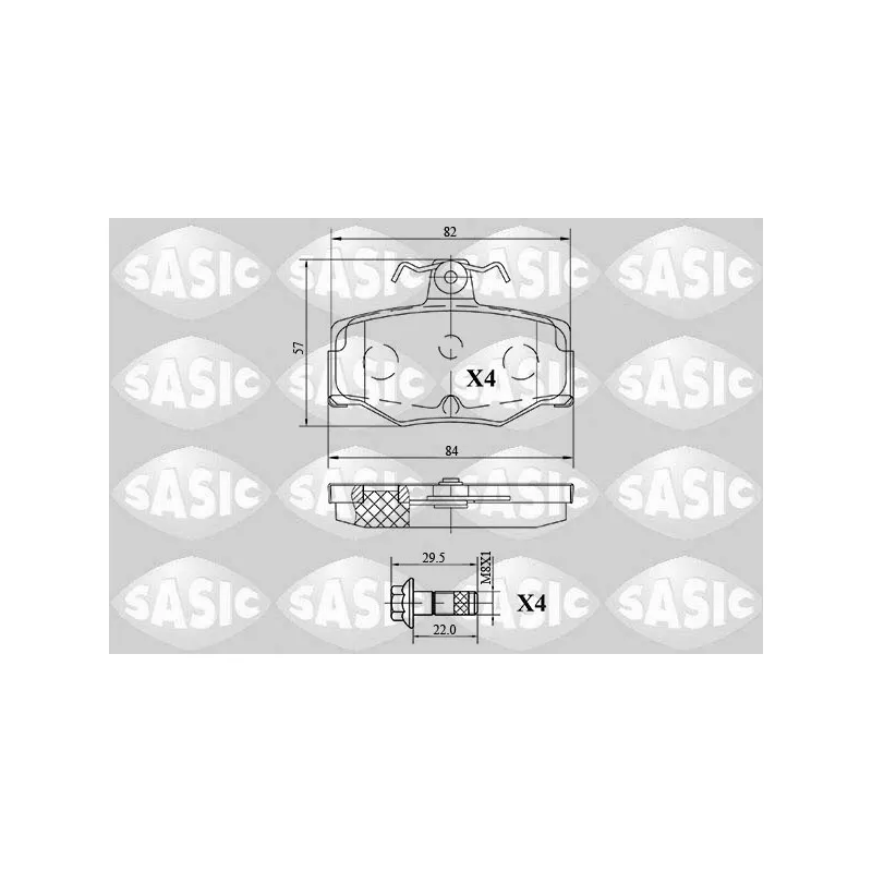 Jeu de 4 plaquettes de frein arrière SASIC 6216084