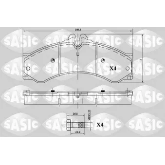 Jeu de 4 plaquettes de frein avant SASIC 6216087