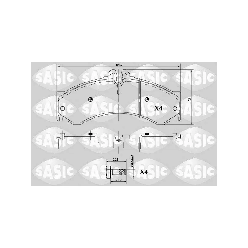 Jeu de 4 plaquettes de frein avant SASIC 6216087