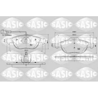 Jeu de 4 plaquettes de frein avant SASIC 6216089