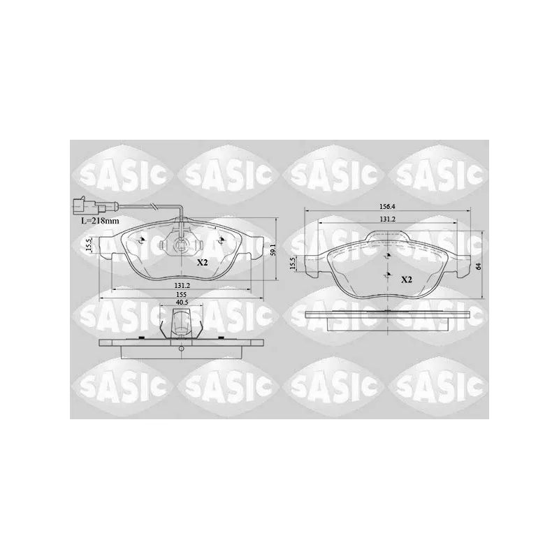 Jeu de 4 plaquettes de frein avant SASIC 6216089