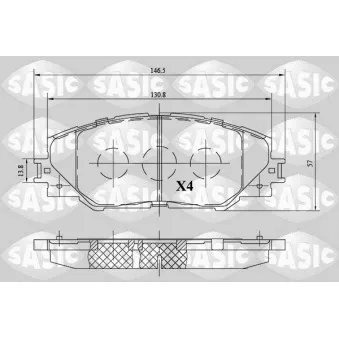 Jeu de 4 plaquettes de frein avant SASIC 6216091