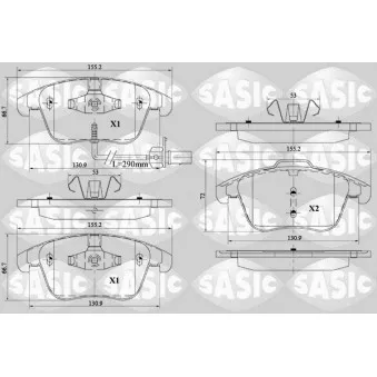 Jeu de 4 plaquettes de frein avant SASIC 6216092