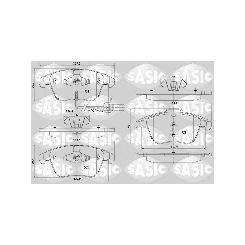 Jeu de 4 plaquettes de frein avant SASIC 6216092