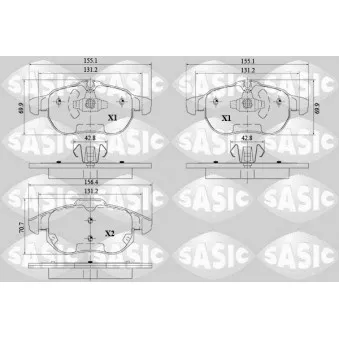Jeu de 4 plaquettes de frein avant SASIC 6216095