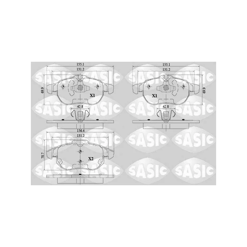 Jeu de 4 plaquettes de frein avant SASIC 6216095