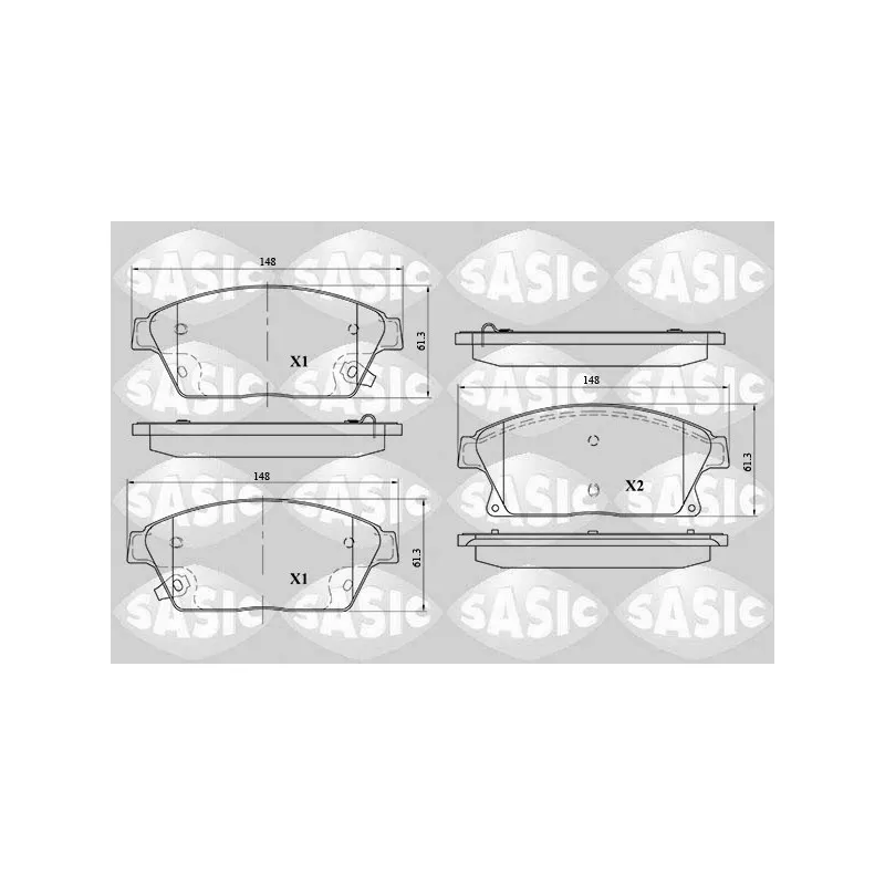 Jeu de 4 plaquettes de frein avant SASIC 6216098