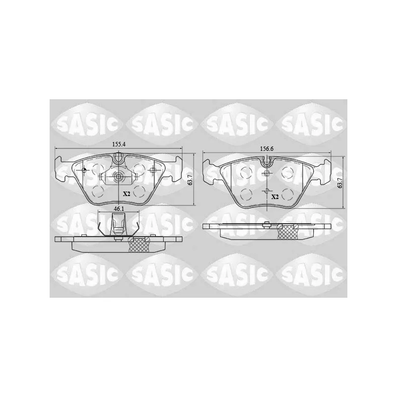 Jeu de 4 plaquettes de frein avant SASIC 6216099