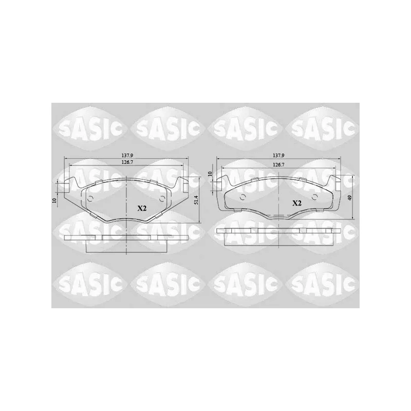 Jeu de 4 plaquettes de frein avant SASIC 6216102