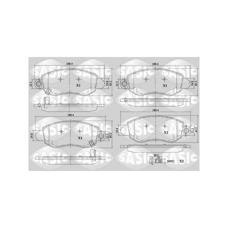 Jeu de 4 plaquettes de frein avant SASIC 6216112