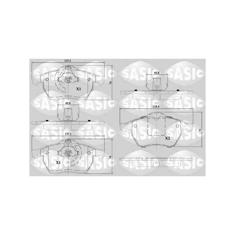 Jeu de 4 plaquettes de frein avant SASIC 6216114