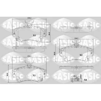 Jeu de 4 plaquettes de frein avant SASIC 6216115