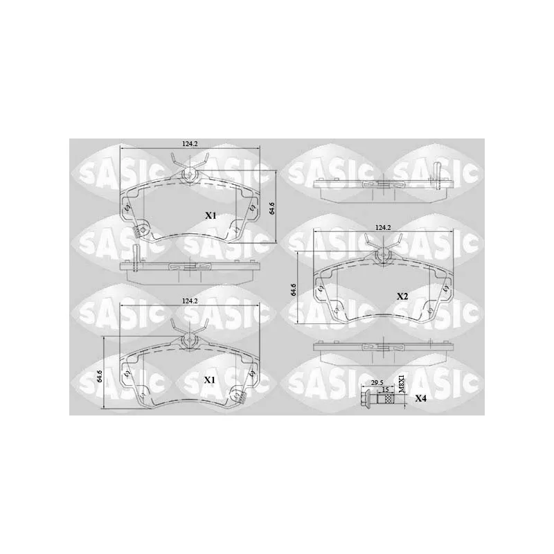 Jeu de 4 plaquettes de frein avant SASIC 6216115