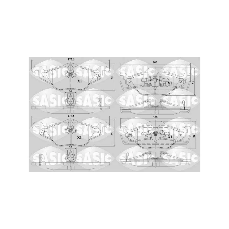Jeu de 4 plaquettes de frein avant SASIC 6216120