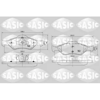 Jeu de 4 plaquettes de frein avant SASIC 6216121