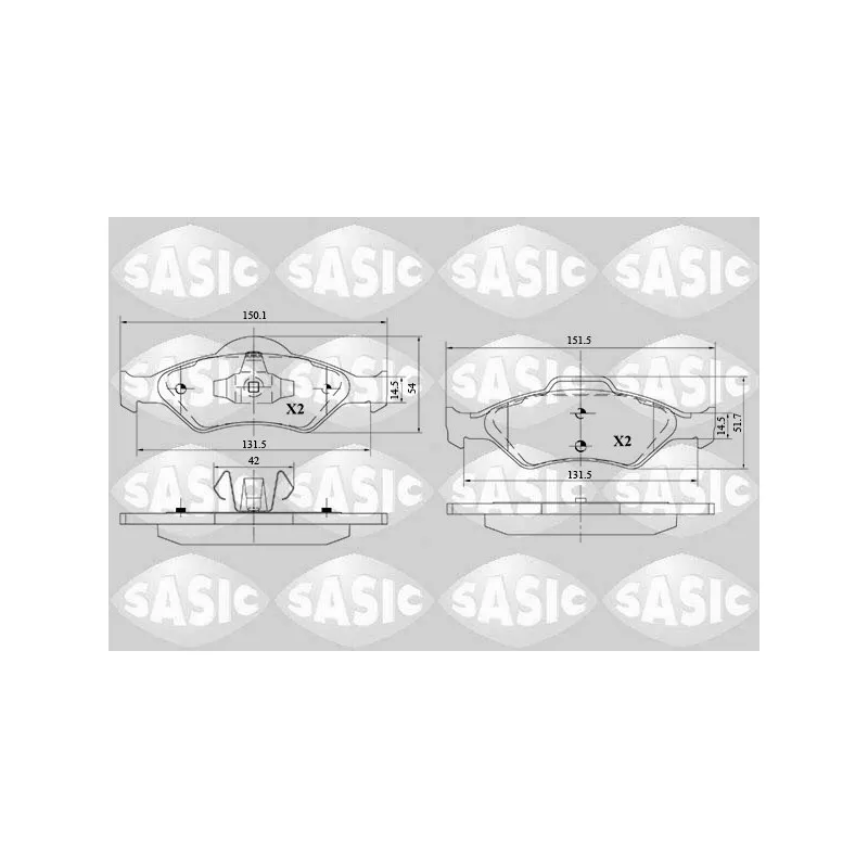 Jeu de 4 plaquettes de frein avant SASIC 6216121