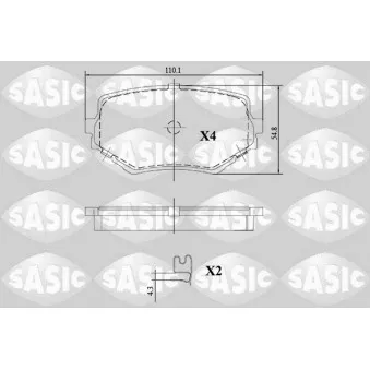 Jeu de 4 plaquettes de frein avant SASIC 6216123