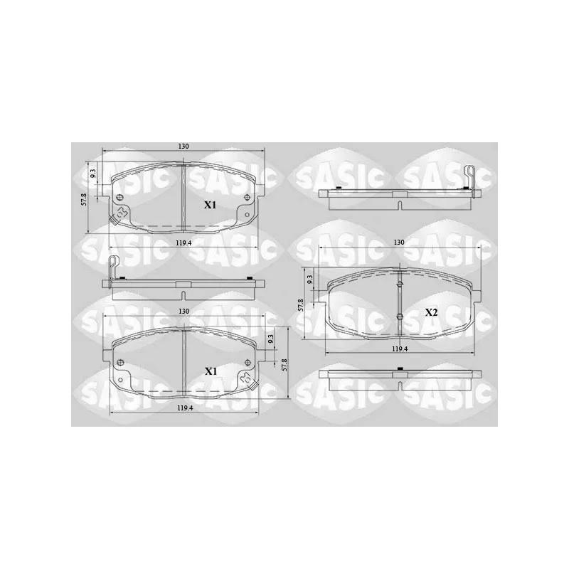 Jeu de 4 plaquettes de frein avant SASIC 6216125