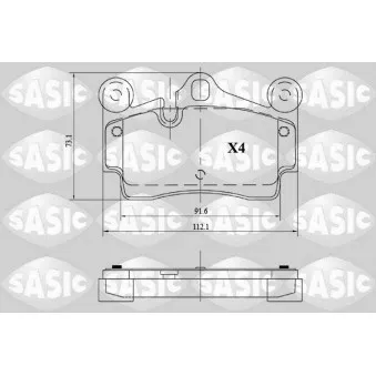 Jeu de 4 plaquettes de frein arrière SASIC 6216127