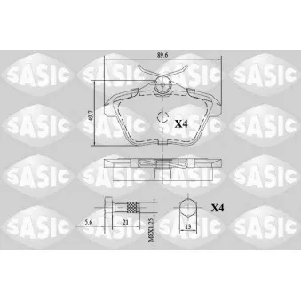 Jeu de 4 plaquettes de frein arrière SASIC 6216128
