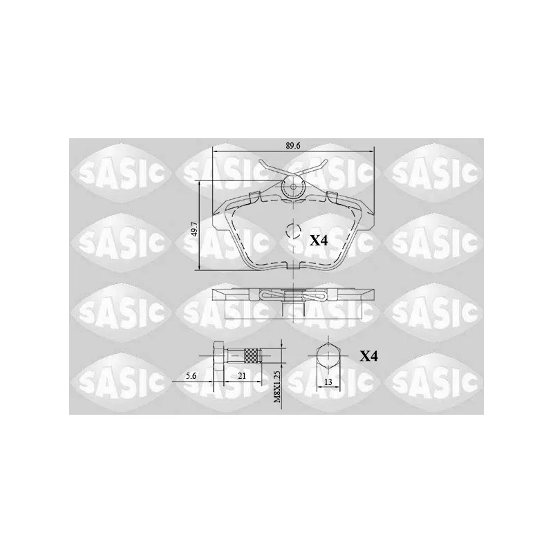 Jeu de 4 plaquettes de frein arrière SASIC 6216128