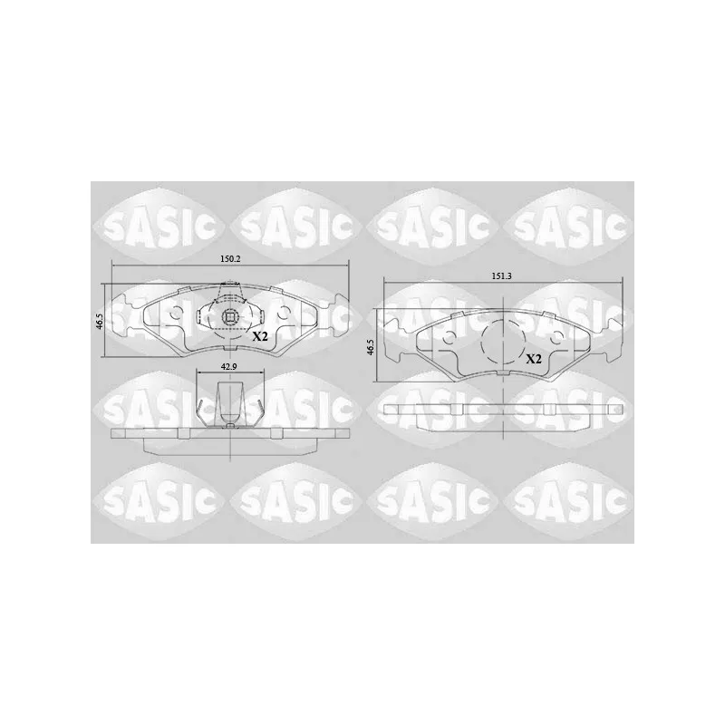 Jeu de 4 plaquettes de frein avant SASIC 6216130