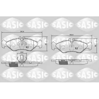 Jeu de 4 plaquettes de frein arrière SASIC 6216132