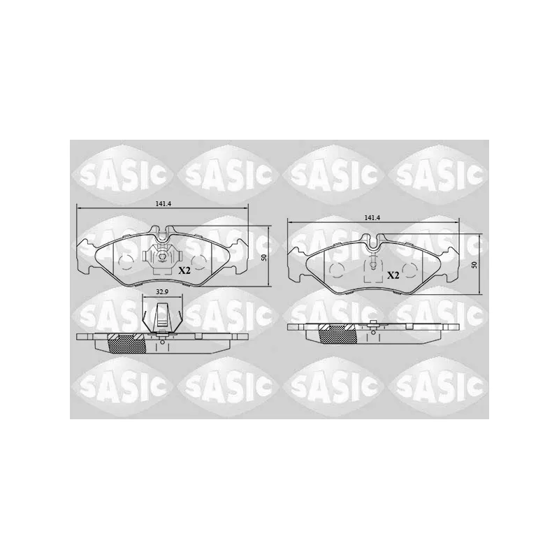 Jeu de 4 plaquettes de frein arrière SASIC 6216132