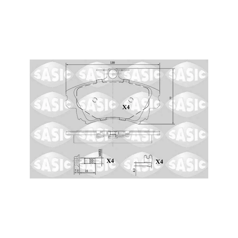 Jeu de 4 plaquettes de frein avant SASIC 6216133