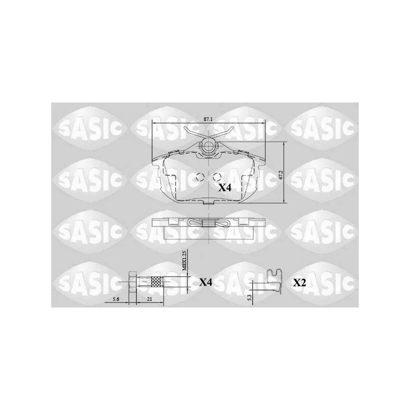 Jeu de 4 plaquettes de frein arrière SASIC 6216139