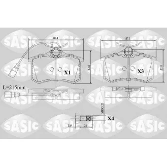 Jeu de 4 plaquettes de frein arrière SASIC 6216140